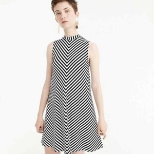 J. Crew striped high neck sleeveless trapeze dress with pockets size Medium